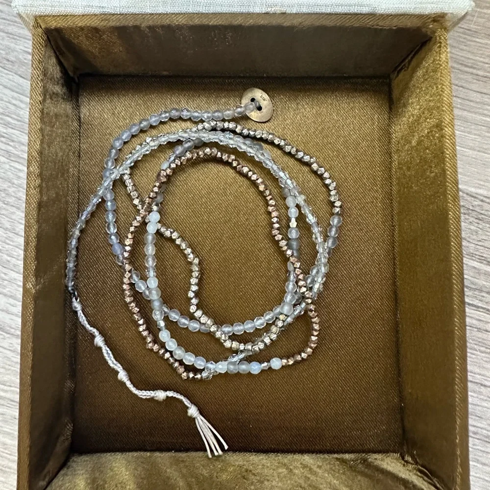 Chan Luu Silver, Bronze, Greyish Blue Wrap Bracelet - Picture 4 of 4